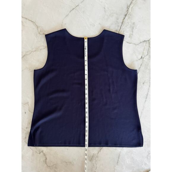 Misook Top Sz PXL Navy Knit Layering Tank Scoop Neck Classic Travel Shell Blouse - Picture 6 of 6